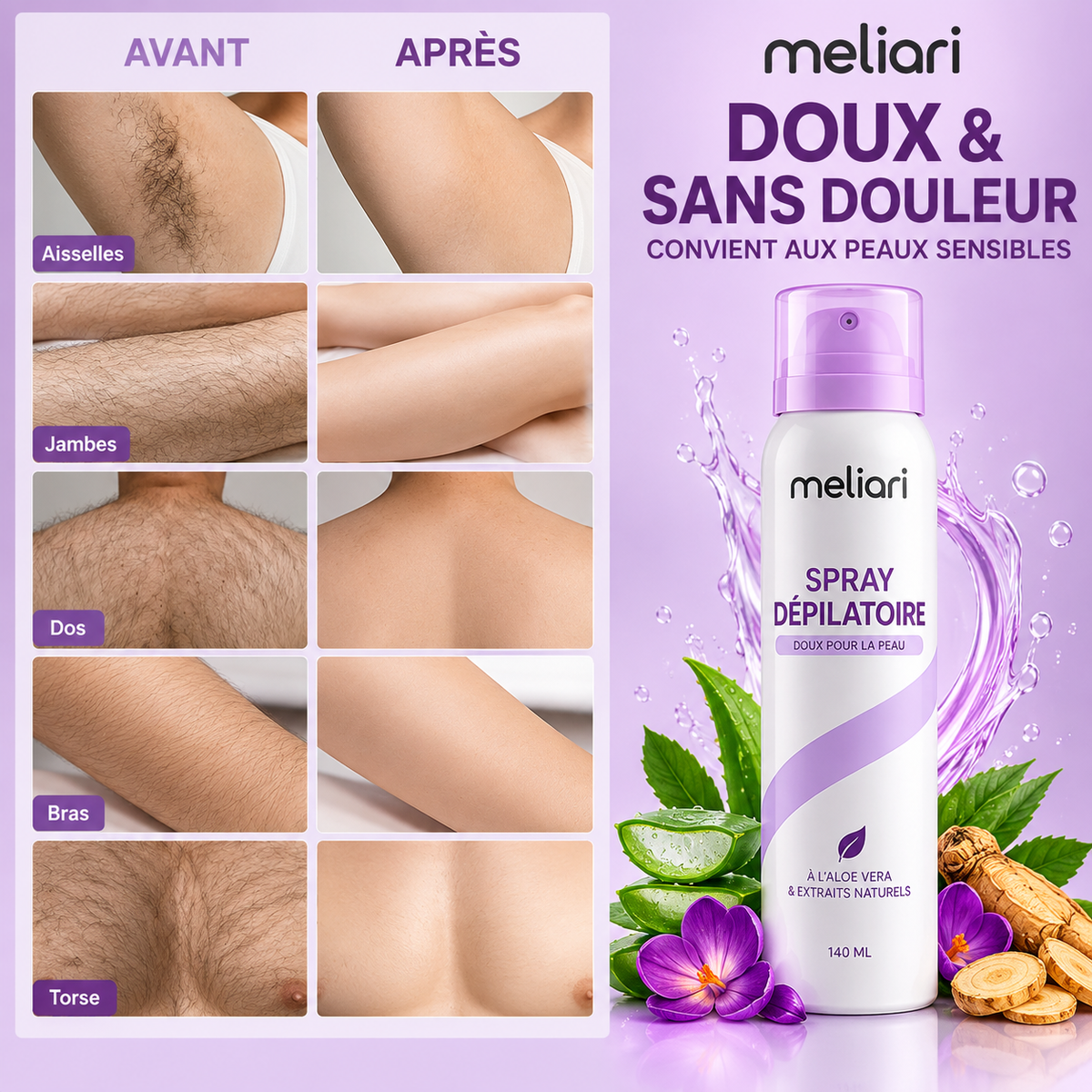 Spray Dépilatoire Meliari – Peau Lisse