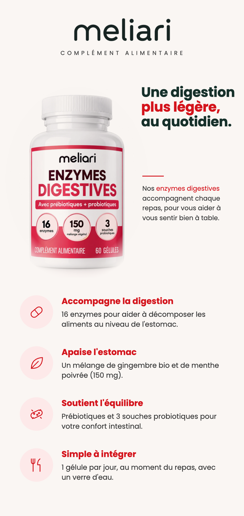 Une digestion plus légère au quotidien - Enzymes Digestives Meliari