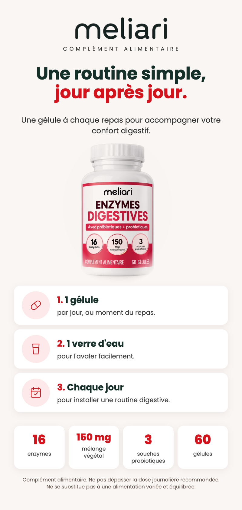 Une routine simple jour après jour - Enzymes Digestives Meliari